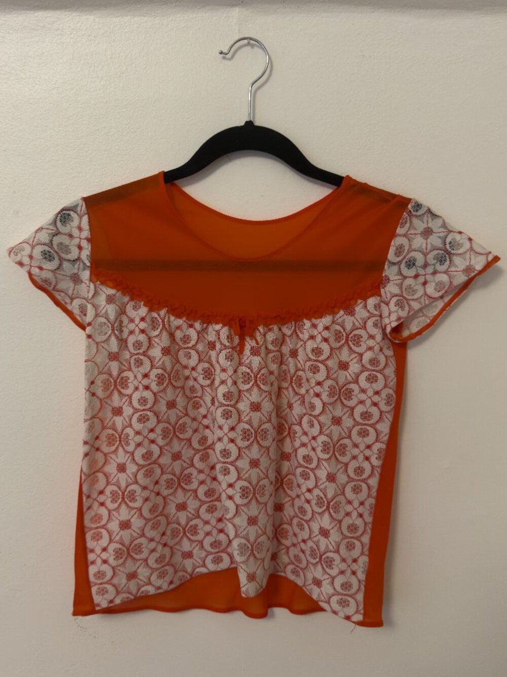 Vintage Orange Floral Mesh Tee XS/S